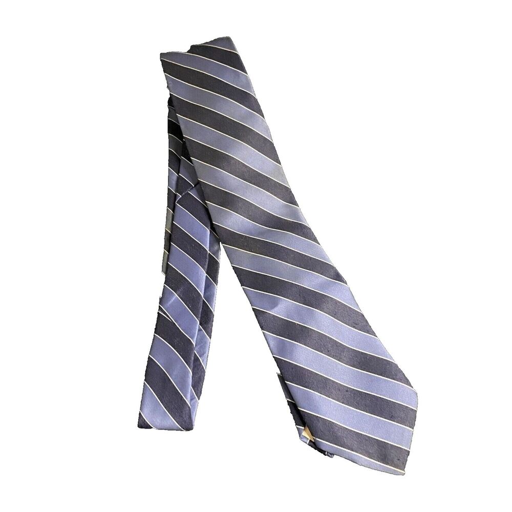 #6712 Mervyns Pour Les Hommes Blue Striped Mens Necktie, Tie